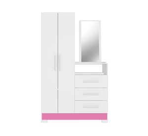 Clóset Kiara 2 puertas 3 cajones blanco/rosado