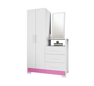 Clóset Kiara 2 puertas 3 cajones blanco/rosado