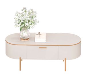 Mesa de centro ovalada Selena 34.5x46.5x107.5 cm beige claro