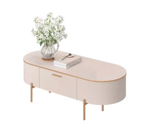 Mesa de centro ovalada Selena 34.5x46.5x107.5 cm beige claro