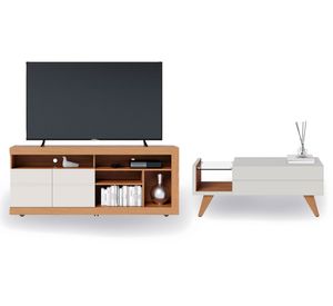 Rack TV 65" + mesa de centro Inaja blanco/café