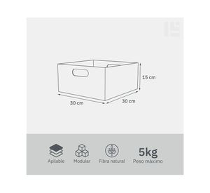 Caja modular con asas bajo natural 15x30x30 cm