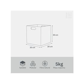 Caja alta con asas natural 30x30x30 cm