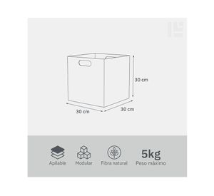 Caja alta con asas natural 30x30x30 cm