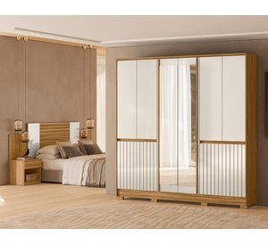 Clóset 10 puertas 4 cajones Alasca + respaldo café/off white