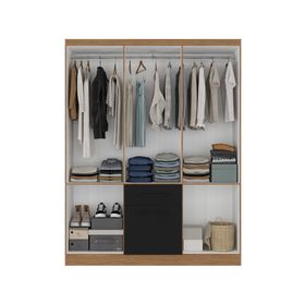 Clóset 6 puertas 1 cajón 1 zapatera acacia/negro