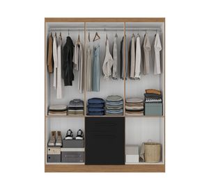 Clóset 6 puertas 1 cajón 1 zapatera acacia/negro