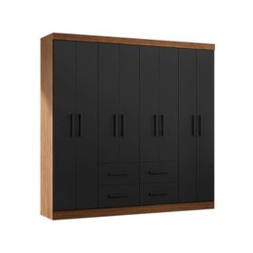 Clóset 8 puertas 4 cajones acacia/negro 177x182x40 cm