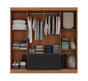 Clóset 8 puertas 4 cajones acacia/negro 177x182x40 cm