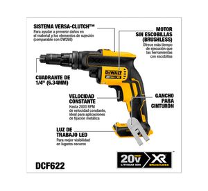 Atornillador pistola inalámbrico 1/4" DCF622B 20V