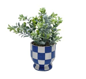Planta artificial con maceta azul 11.5 cm