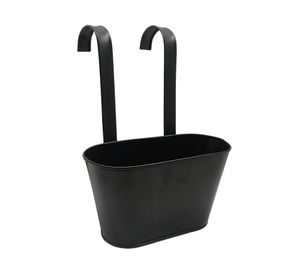 Maceta Gancho doble Oval negro 31x25x11.5 cm