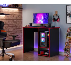 Escritorio gamer negro/rojo 81.5x90x37 cm