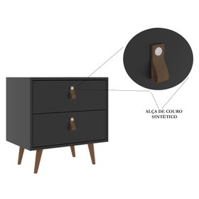 Velador Padua 2 cajones negro