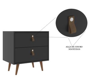 Velador Padua 2 cajones negro