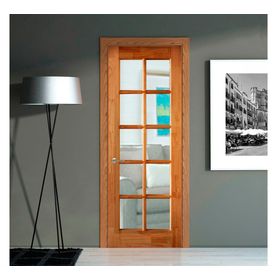 Puerta Pino Radiata Sevillana 60x200 cm 10 Vidrios Moldupanel