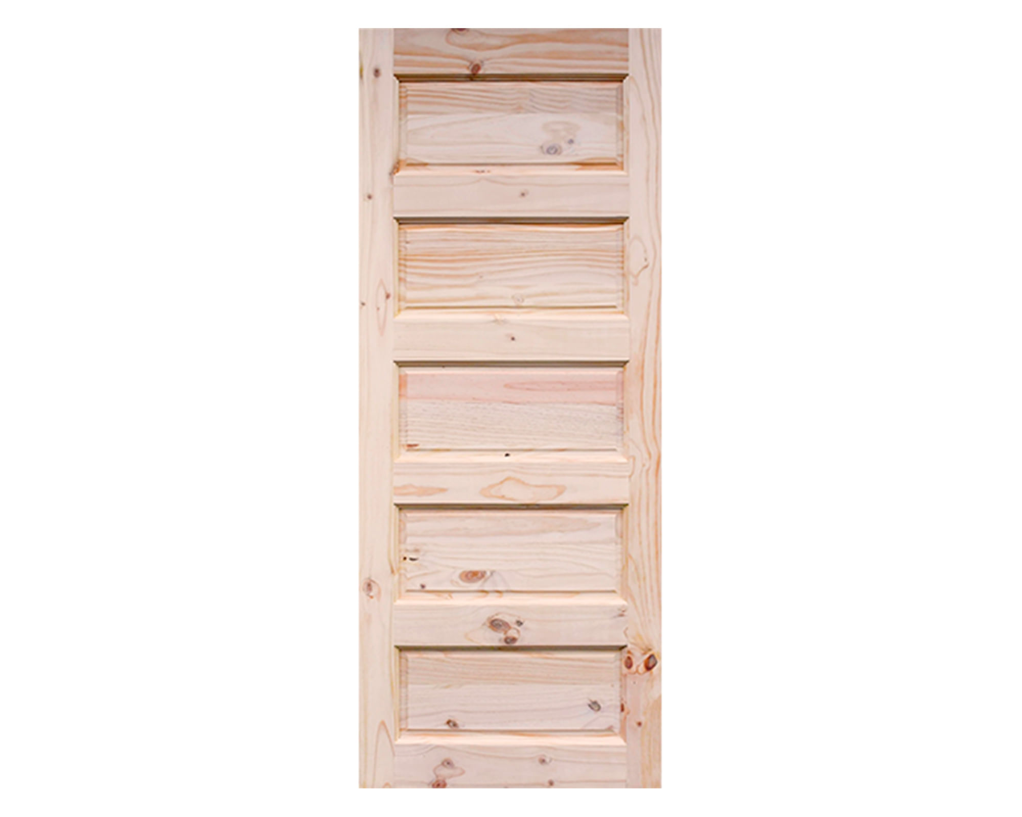 Puerta pino radiata Alcalá 5 paneles nudosa 70x200 cm | Easy.cl