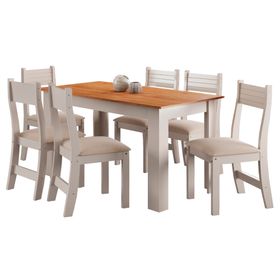 Comedor 6 sillas Violeta blanco/miel