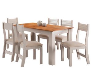 Comedor 6 sillas Violeta blanco/miel