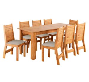 Comedor 8 sillas Porto miel/beige 76x180x75 cm
