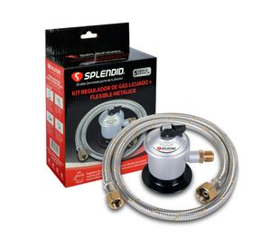 Kit regulador de gas licuado + flexible 3/8" x 1/2"