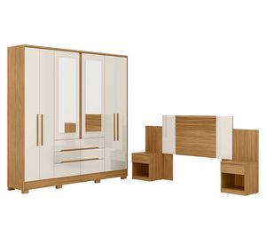 Clóset 6 puertas 6 cajones San Francisco + respaldo café/off white