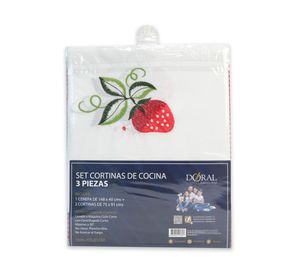 Juego cortina cocina Fresa 3 piezas