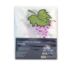 Juego cortina cocina Uvas 3 piezas