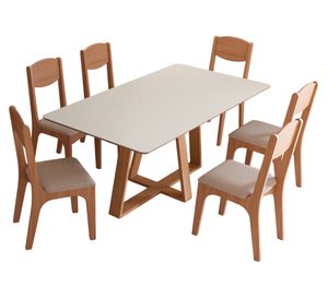 Comedor TM87 6 sillas CA12 beige 180x90x77 cm