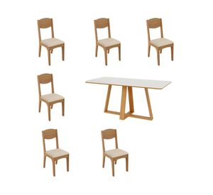 Comedor TM87 6 sillas CA12 beige 180x90x77 cm