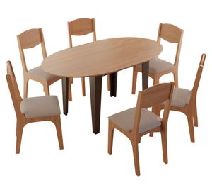 Comedor plegable TM70 6 sillas CA12 beige 122x90x77 cm