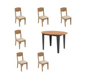 Comedor plegable TM70 6 sillas CA12 beige 122x90x77 cm