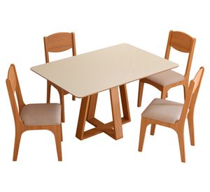 Comedor TM86 4 sillas CA12 beige 77x135x90 cm