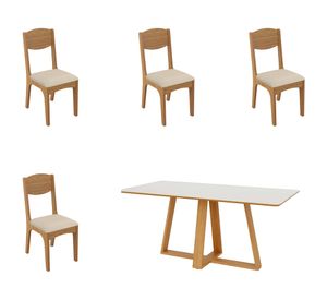 Comedor TM86 4 sillas CA12 beige 77x135x90 cm