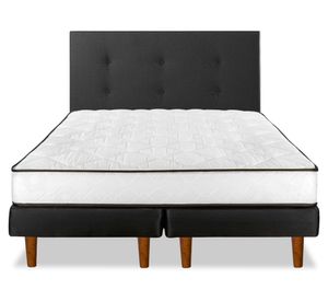 Cama europea 2 plazas New Simple base dividida + respaldo Royal negro
