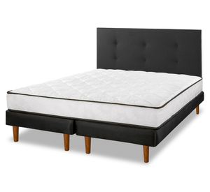 Cama europea 2 plazas New Simple base dividida + respaldo Royal negro