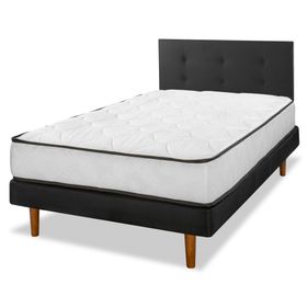 Cama europea 1.5 plazas New Simple + respaldo Royal negro