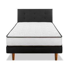 Cama europea 1.5 plazas New Simple + respaldo Royal negro