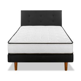 Cama europea 1 plaza New Simple + respaldo Royal negro
