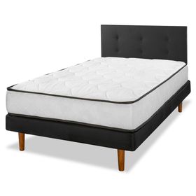 Cama europea 1 plaza New Simple + respaldo Royal negro