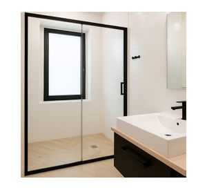 Mampara ajustable frontal 185x160-180 cm terminación negra