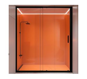 Mampara ajustable frontal 185x120-140 cm terminación negra