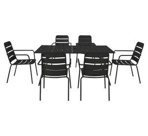 Set comedor exterior Cuy Loft negro 6 personas