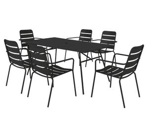 Set comedor exterior Cuy Loft negro 6 personas