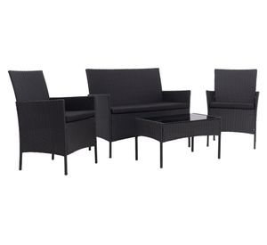 Set living negro 4 personas