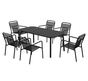 Set comedor 6 personas Sabrán negro 74x177.5x90 cm