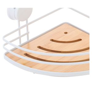 Canasto organizador esquinero blanco/bambú