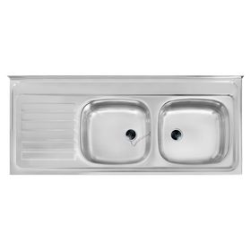 Lavaplatos doble 120.50 2C 1E I inox 15.5x120x50 cm