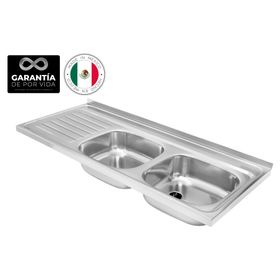 Lavaplatos doble 120.50 2C 1E I inox 15.5x120x50 cm