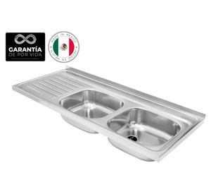 Lavaplatos doble 120.50 2C 1E I inox 15.5x120x50 cm